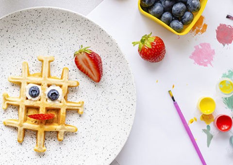 Waffle, kids food art, funky breakfast treat background wallpape